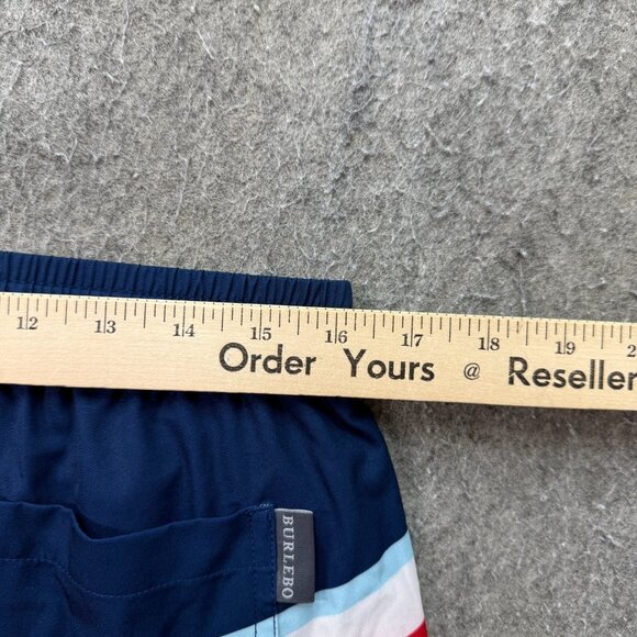 Burlebo Swim Trunks Men XL Blue White Red Patriotic Flag Print Stretch 7" - Picture 12 of 16